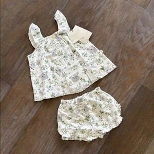 NWT Elegant Baby Organic Muslin Koala Print Dress + Bloomer Set (Size 3-6mo)